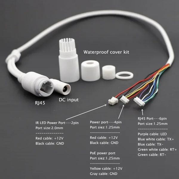 2024 NUEVO CCTV POE IP Network Módulo PCB Video Cable de alimentación Cable de alimentación, 65 cm de largo, conectores femeninos RJ45 con terminlas, kit de cable de formódulo de cable impermeable