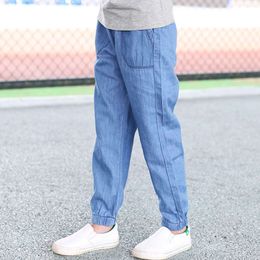 2024 NIEUWE KINDEREN KINDEREN KLOPEN GILL Dunne jeans streep zomer casual broek dunne sectie broek l2405