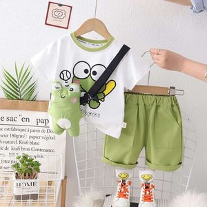 2024 Nieuwe kindermodieuze jongens cartoon korte mouw baby sportshorts zomer tweedelige set