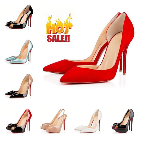 2024 Nouveau Christain Loubotin Talons rouges Chaussures Chaussures de robes de création Chaussures High Heel Designer 6cm 8cm 10cm 12cm chaussures round orteils pointues Pumps