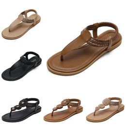 2024 Nieuwe clip-on sandalen damesschoenen Boheemse etnische stijl kleurblokkeerde retro reizen Romeinse schoenen bruin zwart witte gai