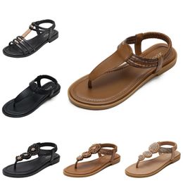 2024 Nieuwe clip-on sandalen damesschoenen Boheemse etnische stijl kleurblokkeerde retro reizen Romeinse schoenen bruin zwart wit gele gaai