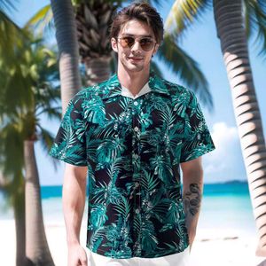 2024 Nieuwe kokosnootboom heren trendy los strandvakantie met korte mouwen bedrukt shirt M515 32