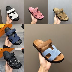 2024 nuevas parejas sandalias y zapatillas de cuero mate de alta gama Diseñador lujoso Hookloop Beach Shoes Beach Shoes Tamaños de zapatos 35-45 +Caja
