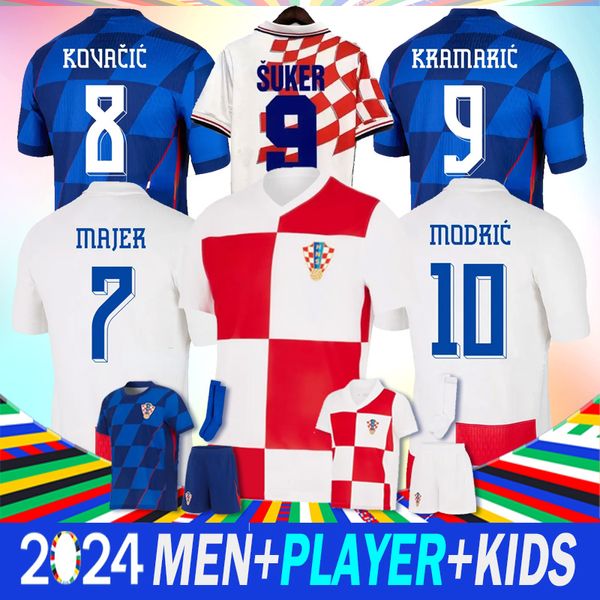 2024 New Croatie Soccer Jersey 2025 Euro Cup Republika Football Shirts Modric Kovrcic Majer Krozovic Fans Jouer Men Kids sets Kit et Shorts 1998 Prosinecki