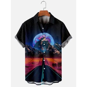 2024 Nieuw cross Cross Creative Planet Element Men's 3D -printen Single Button Fashion knop knappe mannen en vrouwen plus size shirt top