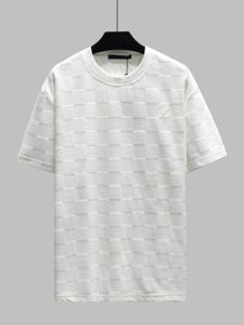 2024 Nouveau Terry Jacquard Fabric Classic à carreaux classiques brodés réguliers à manches courtes et shorts blancs blancs