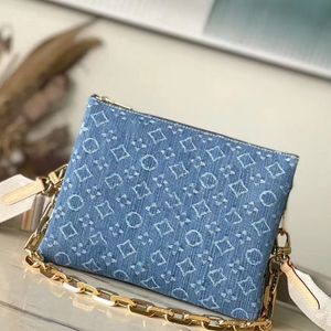 Designer tas neef diagonale kruistas denim stijl handtas dames goudketen enkele schoudertas hoogwaardige schouderband pochette letter reliëf portemonnee