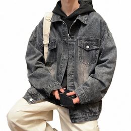 2024 Nouvelle veste en jean Style lâche Printemps Automne Mers Jeunes hommes Top Workwear Style américain Tendance Manteau décontracté Multi-poches K3xU #