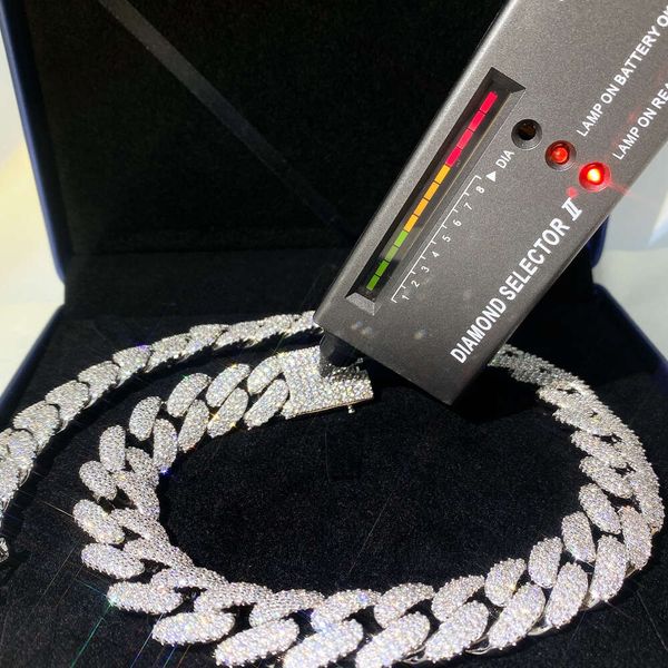 2024 Nouveau design Hip Hop Bling Jewelry Miami Luxury Collier Iced Out VVS Moisanite Diamond Silver 925 Cuban Link Chain