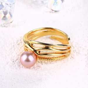 Bague en perles pour femmes, nouveau Design, couleur or argent, anneaux réglables, mode coréenne, bijoux de fête, accessoire de luxe, 2024