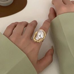 2024 Nouveau design étoile de mer perle anneau forme or couleur réglable 14k jaune or anneaux pour femmes mode coréenne bijoux fête accessoire de luxe
