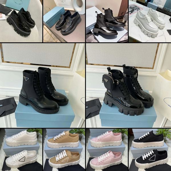 2024 NOUVEAU BOOTS BOOTS BOOTS LACE-UP Men des femmes Boots Boots Monolith Black Leather Platform Sneakers Classic Style Chaussures Matte Muis Trainers Bottes Luxury Martin