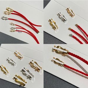 2024 Nieuwe ontwerper fr Fashion BraM -armband voor dames heren armband rood touw 925 zilveren hoefijzervorm