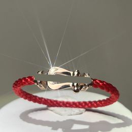 2024 Nieuwe ontwerper fr Fashion Red Rope Braw Bracelet For Women Men Men Bracelet 925 Silver Horseshoe -vorm Geschikt voor DIY Lovers Classic Mother's Day Sieraden Gift