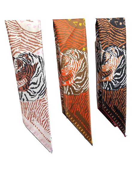 Top Luxury Designer Square en soie Tiger Stripe Silk Square avec sergé trois normes complètes Écharpes Silk Shade Summer Ladies Head enveloppe d'épaule