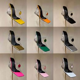 2024 Nieuwe Designer Hoge Hak Sandalen Voor Vrouwen PVC Transparante Hoge Hak Slides Modeshow Dikke Hak Vierkante Neus Luxe slippers EU35-43