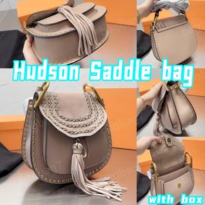 2024 NOUVEAU créateur Hudson Cowhide Saddle Sac 10a Top Quality Luxury Handbag Women Fashion Sac à bandoulière