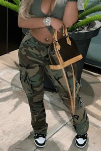 2024 Nieuwe Designer Jeans Driedimensionale Multi Bag Denim Casual Hoge Taille Mode Rechte Zakken Camouflage Cargo Broek voor Vrouwen