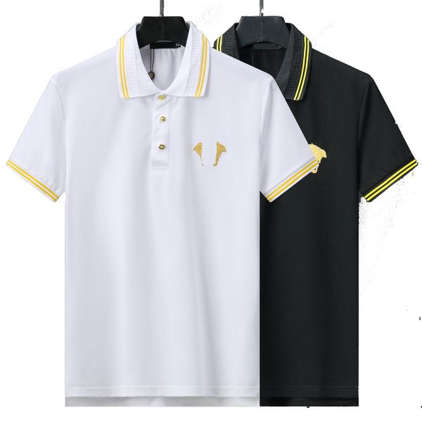 2024 Nouveau designer polo pour hommes T-shirt d'été motif de broderie décontracté pur coton High Street mode commerciale chemise à col noir et blanc M-3XL