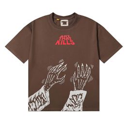 2024 Nuevo diseñador Mensas Menses Estudiante impresa TEE reversible Zombie Tokio GD Glitch Tie Dye Men camisa casual y camisa de seda suelta corta camiseta