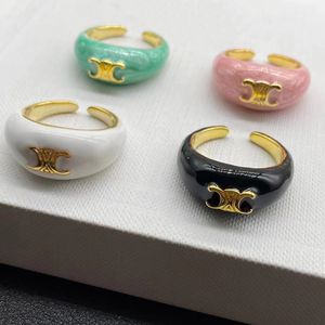 2024 Nieuwe designer ring 18k goud zilver Candy kleur Emaille ringen voor mode Heren Dames minnaar verloving Verstelbare paar Ring Hoge Kwaliteit Sieraden cadeau