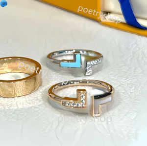 2024 Nouveaux anneaux de créateurs pour femmes Ring Diamond Ring Mens Double Tifco Open Love Wedding Gold Ring Fashion Classic Classic High Quality Bijoux avec Blue Box