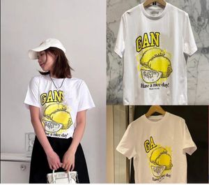 2024 Nuevas camisas de diseñador Casual Tener un buen día Impreso Lemon Love Club Algodón Suelto Moda Mujer Camiseta de manga corta Camisetas Tops para mujeres