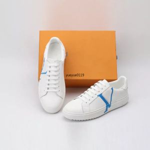 2024 Nuevos zapatos de diseño Trainer de zapatilla de zapatilla de zapatilla de cuero Blanco blancos Blue Letter Platform Fashion Platform Fashion Trainers Low Sneakers Tamaño 36-44