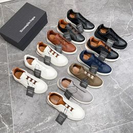 2024 Nieuwe designer schoenen Heren Zegna veterbedrijf Casual Sociaal Wedding Party Kwaliteit Leer Lichtgewicht Dikke dikke sneakers Formele trainers Herenschoenen