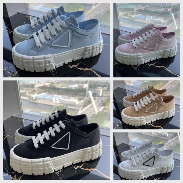 2024 Nouvelles baskets de créateurs Gabardine Nylon Casual Chaussures Traineurs de roue de marque Luxury Canvas Sneaker Fashion Plateforme Solide Solide Solice Shoe With Box 34-40