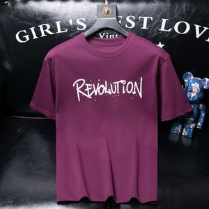 2024 Nieuwe ontwerper T-shirt Herenkleding Violet Color High End Fashion Trend Brand Losse handgeschilderde print met korte mouwen T-shirt voor mannen