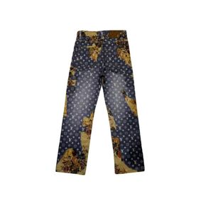 2024 Nuevo diseñador Jeans unisex L Pantalones de mezclilla para hombres y mujeres Ropa de calle Ropa retro Hip Hop Resto suelto Lujo casual estampado azul patchwork Boro jeans