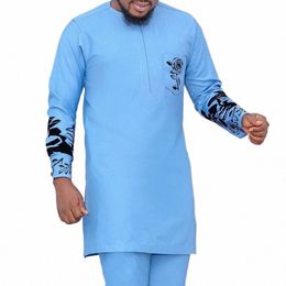 2024 Nuevo Diki Natial Dr African Men's Boubou Impreso Top y pantalones Traje Boda Dr Sunday Oración Casual Slim Suit w6uX #