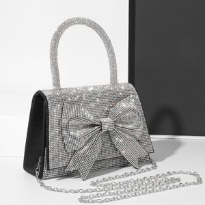 2024 Nouveau sac à dîner Europe et les États-Unis Luxur Luxury Full Diamond Bow Handsbag Shining Bride Sac