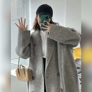 Manteau à main en laine Double face pour femmes, Simple, polyvalent, élégant et décontracté, à la mode, Style Long, nouvelle collection 2024