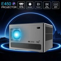 2024 Nieuwe E450 8K Android 9.0 Dual WiFi 6 500 ANSI Allwinner BT5.0 1080p 1280 * 720p Home Theatre Outdoor Portable LED Projector J240509
