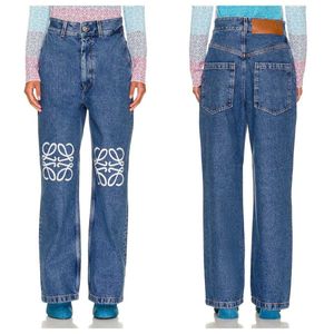 2024 Nieuwe borduurwerk klassieke borduurwerk uitgeholde yiwei jeans dames hoge taille losse rechte pijpen broek veelzijdig