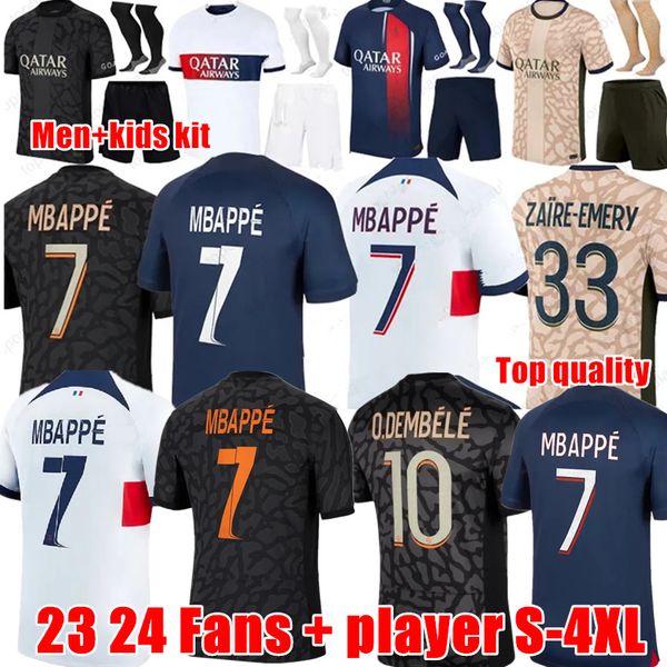 2024 Nouveau Es Mbappe Soccer Jersey Football 2025 Paris Maillots Football Shirt Jersey Men Kid Kit Set Enfants uniforme Kangin O Dembele G.Ramos Kolo S-4xl