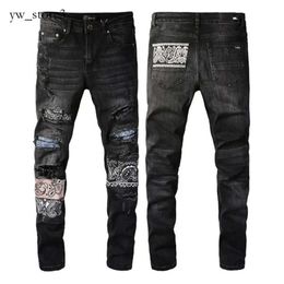 2024 NOUVEAU EUROPOR EURAPHERE ENTRAYEUR MENS MENSER HIP-HOP Jeans High Street Fashion Tide Brand Cycling Motorcycle Wash Patch Letter Loose Fit Pants Amirir Jeans 2574