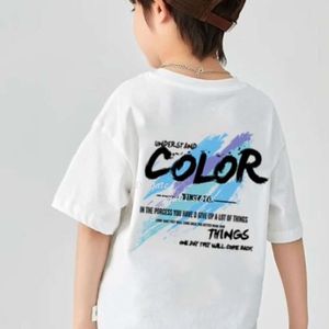 2024 NOUVELLE T-shirt à la mode explosive à la mode courte et à la mode de la mode à moitié des enfants Instagram