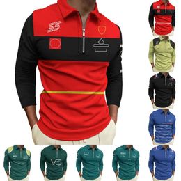 2024 Nouvelle formule de polo à manches longues F1 Formule 1 mi-zip T-shirt Jersey Team Driver Racing Cost uniforme Mens Sweat surdimensionné surdimensionné 697