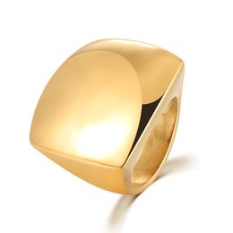 2024 Nouvelle mode Big Square Anneaux femelles Golden Couleur 14K Anneaux d'or jaune pour femmes bijoux anillos mujer