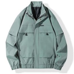 Chaquetas de marca de moda para hombre, abrigo con cuello levantado, chaqueta de calle de alta calidad, primavera y otoño, novedad de 2024