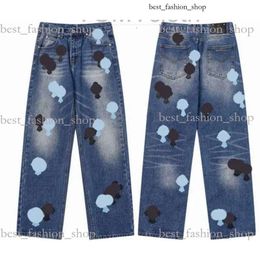 2024 Nueva moda Chromees Hearts Jeans cruzados en sánscrito para hombres Diseñador Hacer pantalones rectos Ch lavados viejos Estampados de letras de corazón Estilo largo Corazones Jeans morados 330