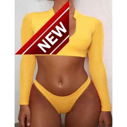 2024 Nieuwe modeontwerper Sexy bikini sets goedkope lange mouwen