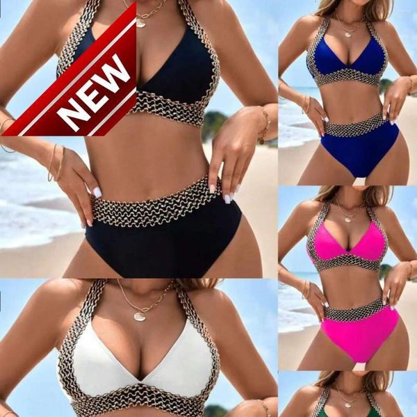 2024 Nuevo diseñador de moda Sexy Bikini Sets Cheap Womens Swim Wear Women Bikini Set Corean Outfits Swimsuit Beach con Bíqui de cintura alta Spandex de poliéster Sexy Spandex