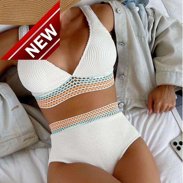 2024 NUEVO diseñador de moda Sexy bikini conjuntos de bikini para mujeres baratos sets de talla grande para mujeres con cintura alta vintage dos piezas adornados un baños de hombro s