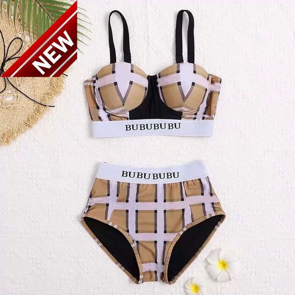 2024 Nouveau créateur de mode Sexy Bikini ensembles Bikini Bikini à chaud à chaud Sense Sente de set de baignade Summer Sweet Sexe Sling Bur Design Pattern Plaid Himsuit H