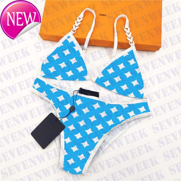 2024 Nuevo diseñador de moda Sexy Bikini Sets Barhe Summer Blue Letter Ladies traje de baño Sexy s Dos piezas Bras para mujeres Bras